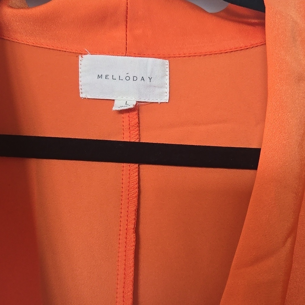 MELLODAY Vibrant Orange Satin Romper Size Large - Picture 2 of 12